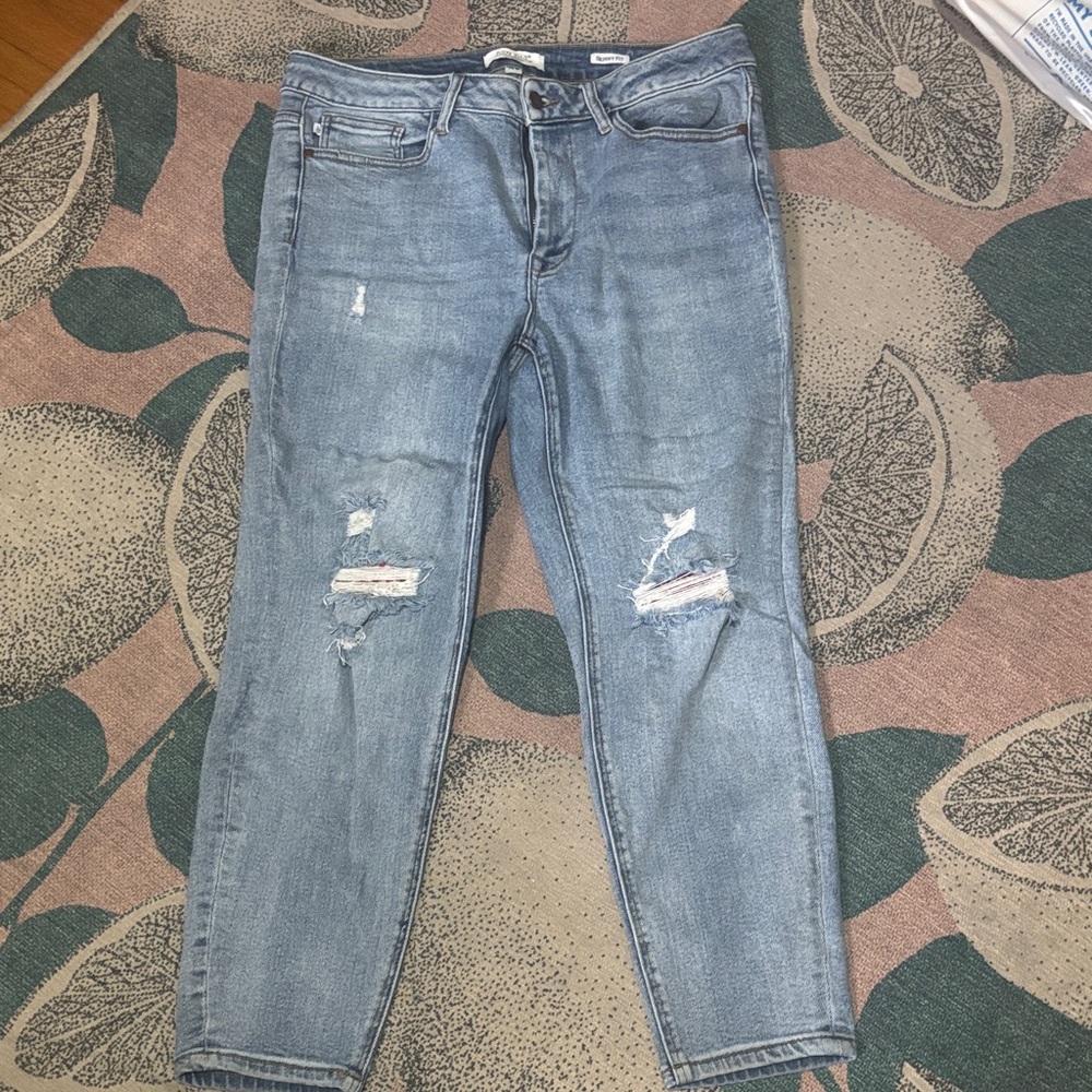 Judy Blue Skinny Jeans with Custom Knee Patch Size 14W - Picture 2 of 8